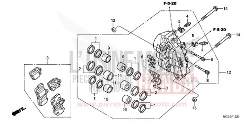 L. FRONT BRAKE CALIPER VFR1200FDF de 2015